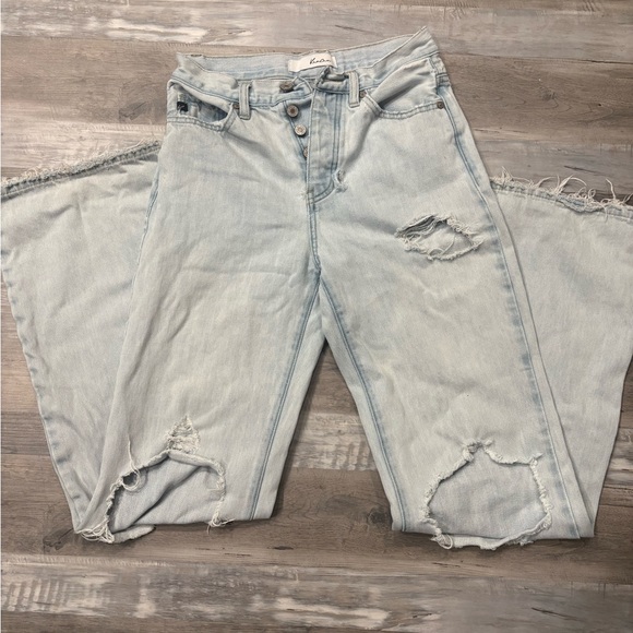 Light Blue Distressed Women's Jeans - Picture 1 of 4